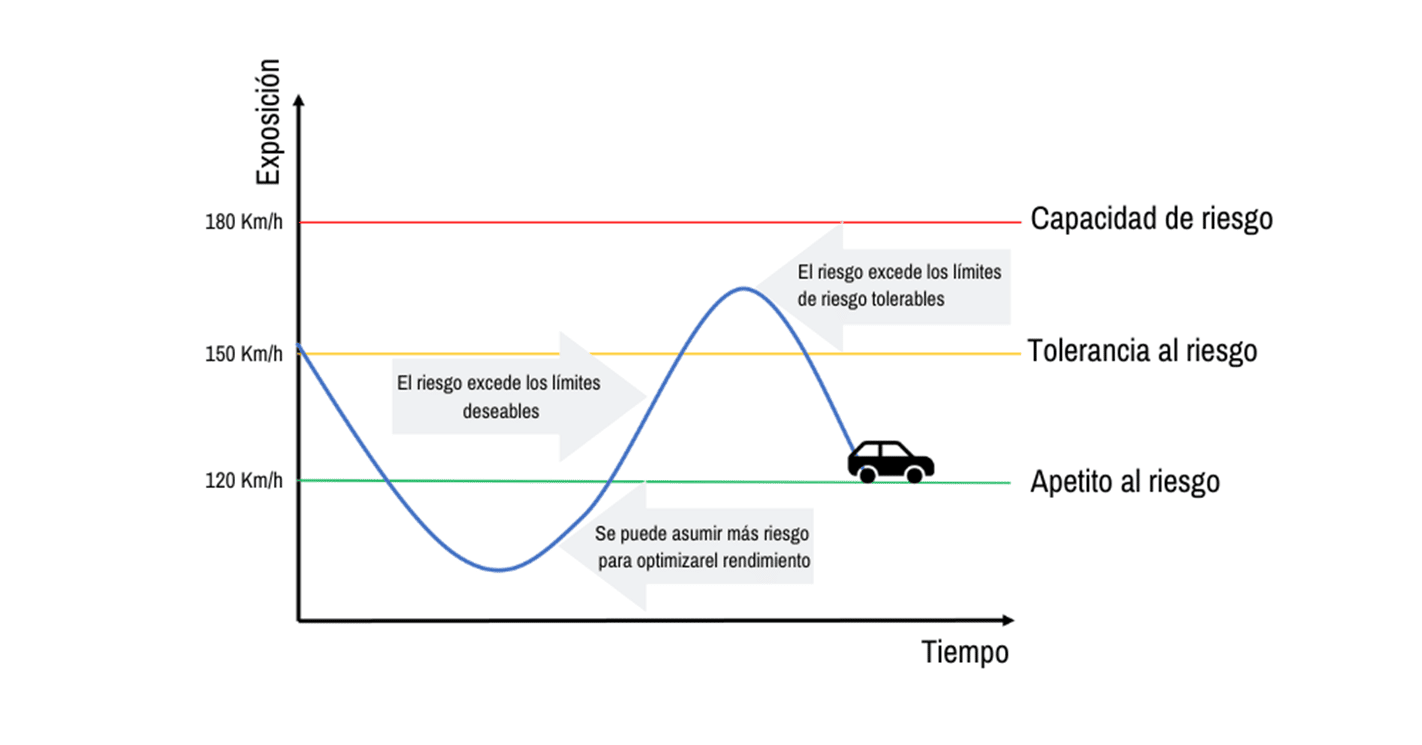 Capacidad de riesgo, tolerancia y apetito al riesgo en la gestión de riesgos.