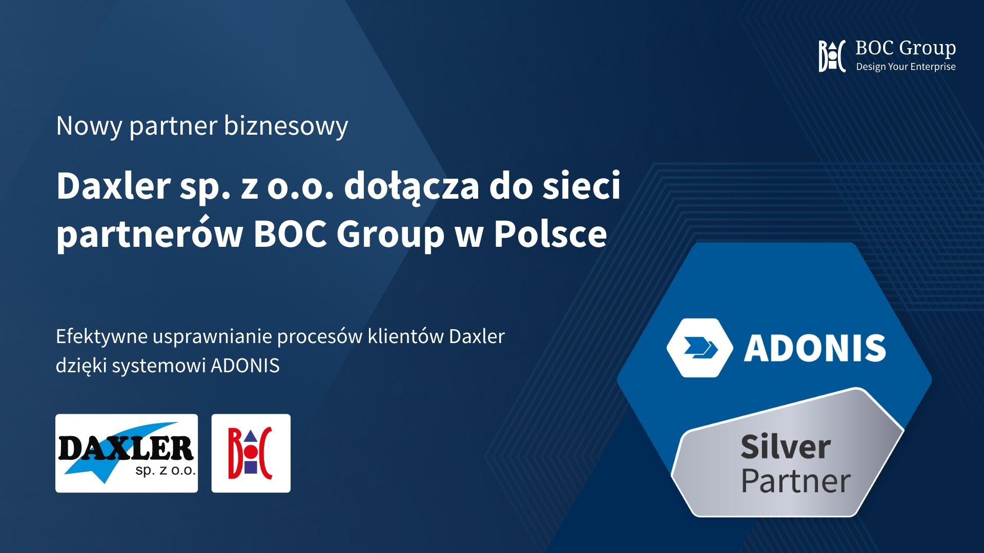 Daxler sp. z o.o. Srebrnym Partnerem BOC Group w Polsce Daxler sp. z o.o. Srebrnym Partnerem BOC Group w Polsce