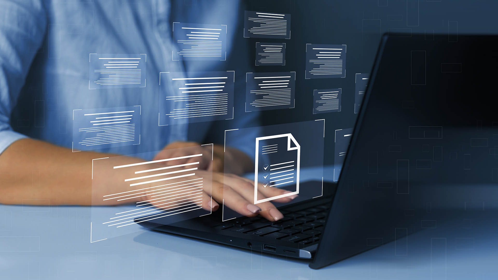 Business,Person,Working,At,Laptop,Computer,And,Digital,Documents,With