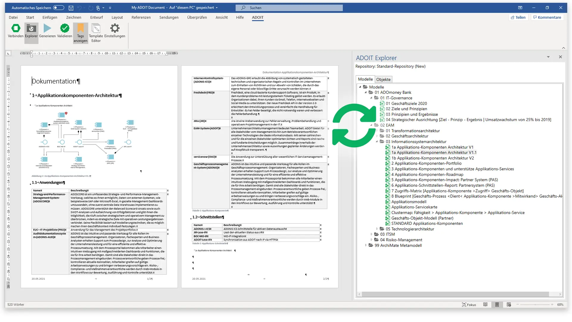 Seamless ADOIT Data Integration in Word