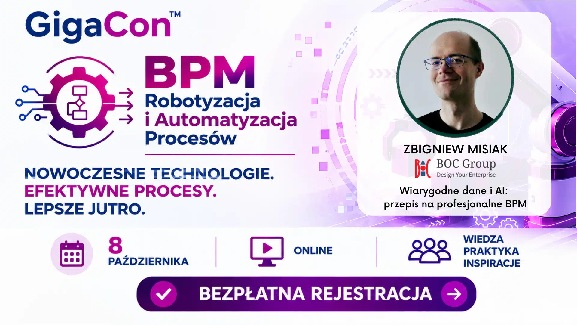 Wiarygodne dane i AI przepis na profesjonalne BPM - GigaCon BPM. ROBOTYZACJA I AUTOMATYZACJA PROCESÓW 2026