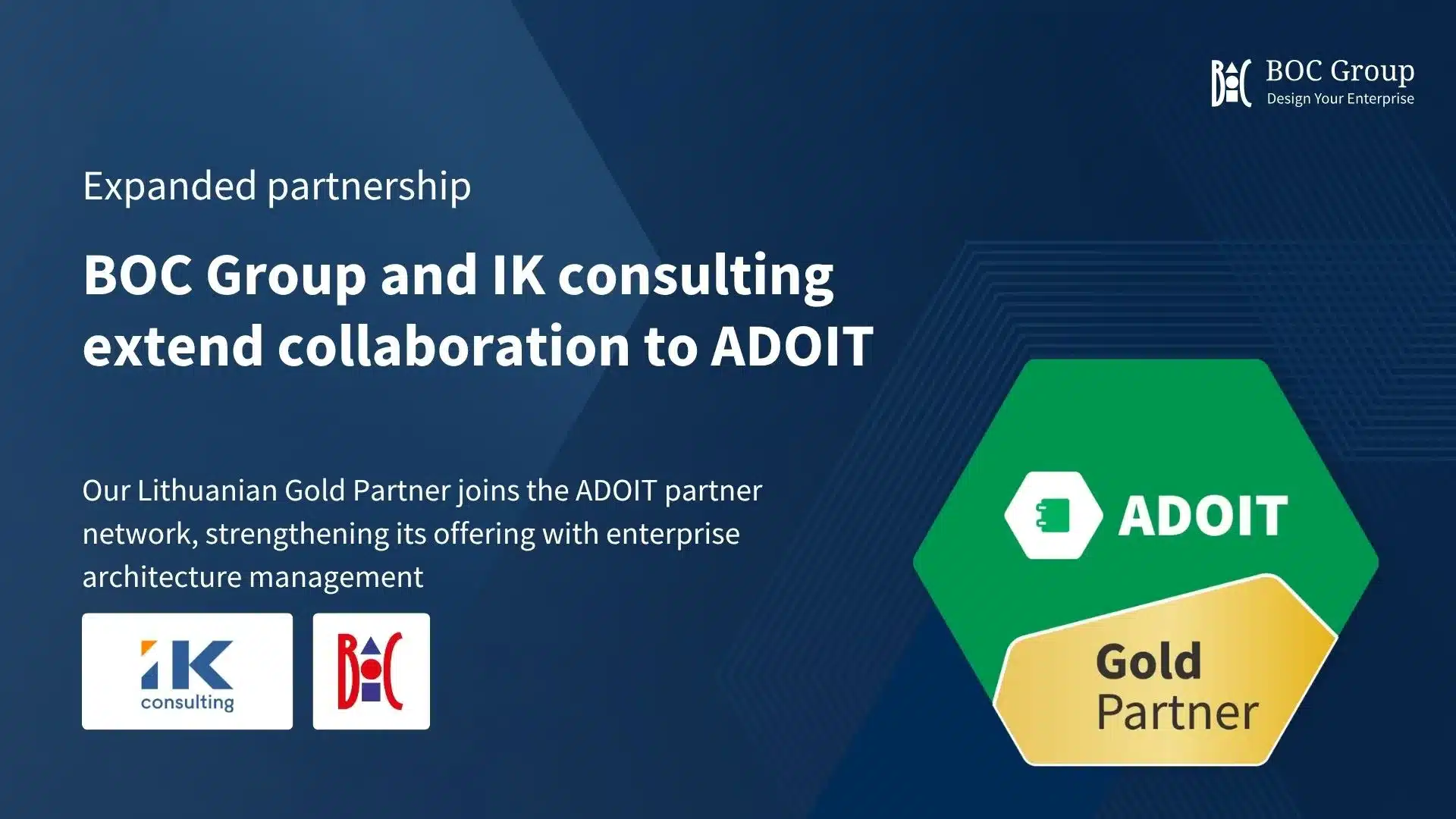 BOC Group expands partnership with IK consulting to include ADOIT